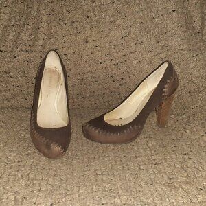 TERRA PLANA-Anthropolgie-High Heel-Brown Suede/Nubuck-Retro-Boho-Hippie-Sz 38-EX